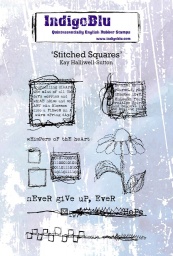 Stitched Squares A6 Red Rubber Stamp by Kay Halliwell-Sutton